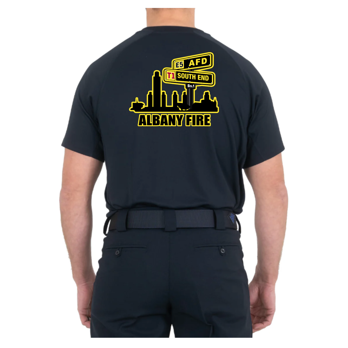 Men's Performance Short Sleeve T-Shirt-Battalion Chief South End City Scape