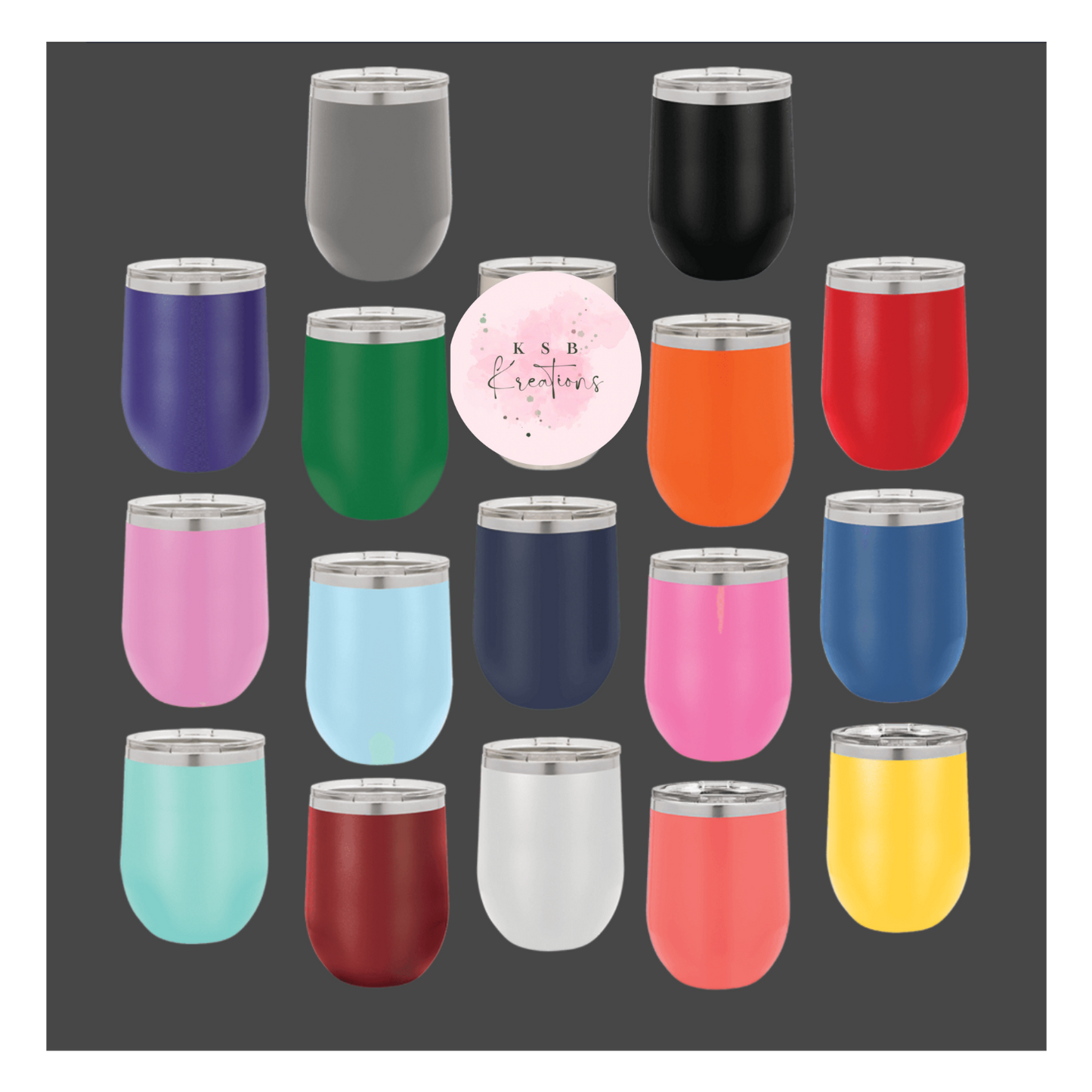 12oz Powder Coated Stemless Wine Glass