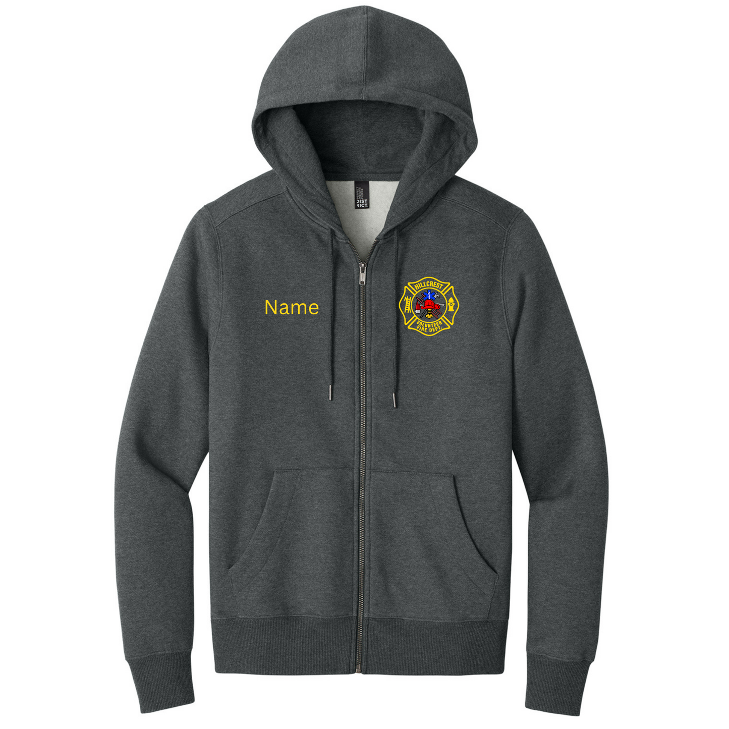 District Perfect Fleece Full Zip Hoodie With Name