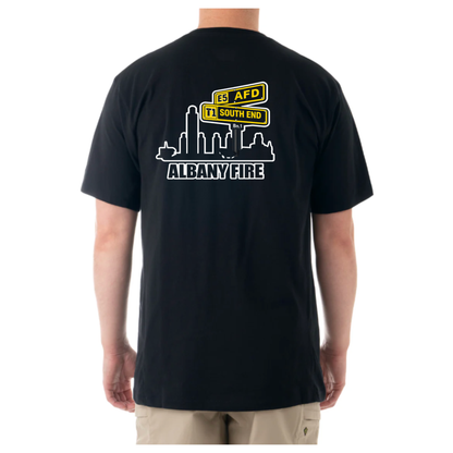 Men's Tactix Cotton Short Sleeve T-Shirt-Firefighter City Scape
