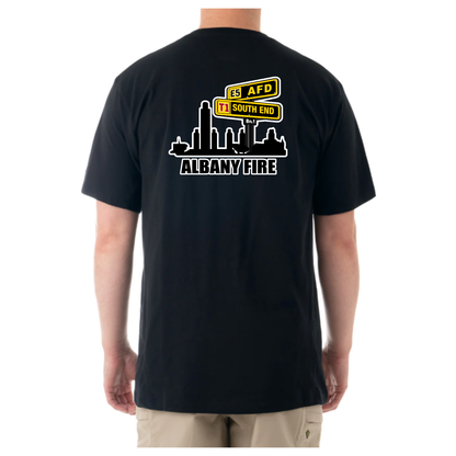 Men's Tactix Cotton Short Sleeve T-Shirt-Firefighter City Scape