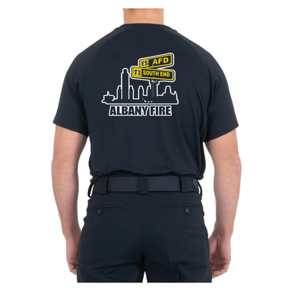 Men's Performance Short Sleeve T-shirt-Firefighter South End City Scape
