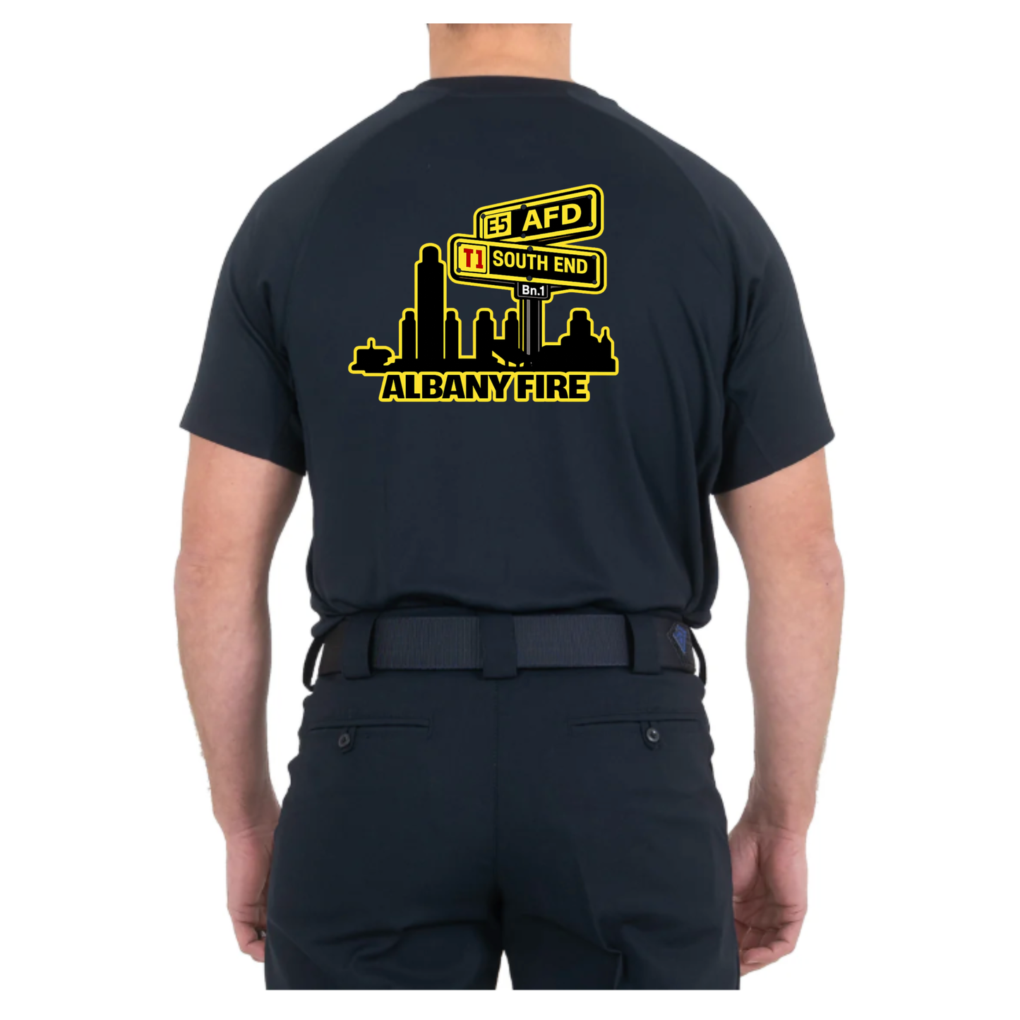 Men's Performance Short Sleeve T-shirt-Captain South End City Scape