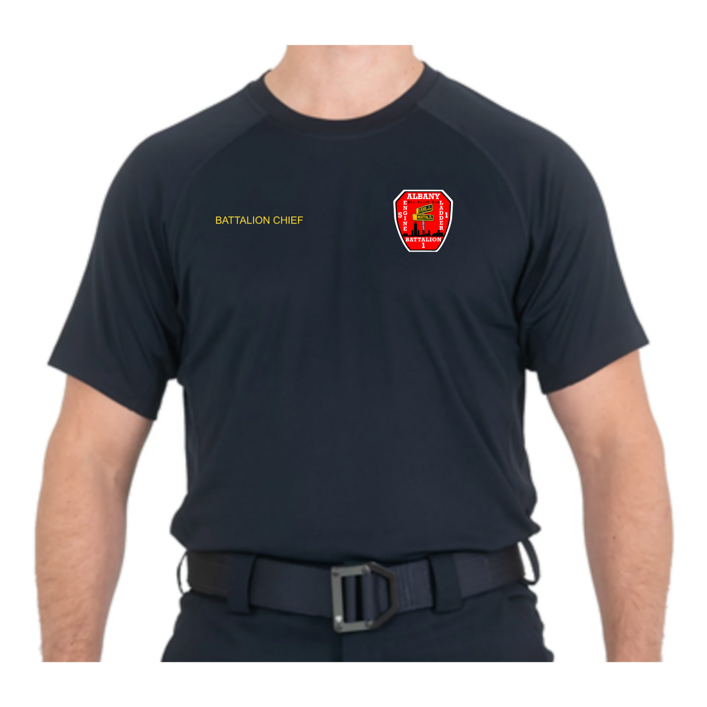 Men's Performance Short Sleeve T-Shirt-Battalion Chief South End City Scape