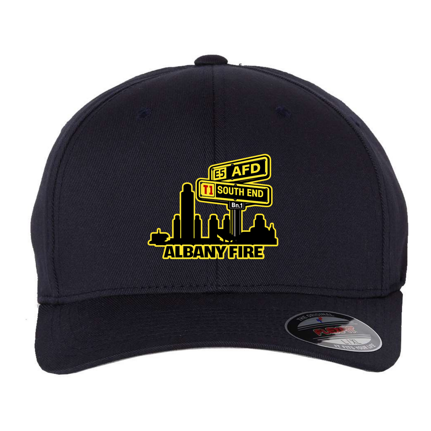 Flexfit 6277 Baseball Hat-Yellow/Gold South End City Scape with Badge