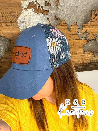 Blue Floral Baseball Hat