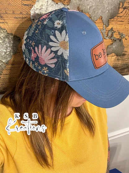 Blue Floral Baseball Hat