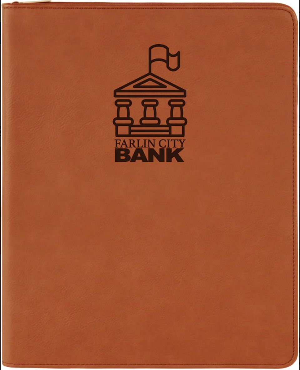 9 1/2in by 12in Zippered Leatherette Portfolio