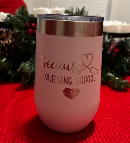 12oz Powder Coated Stemless Wine Glass