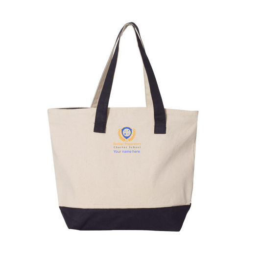 Q-Tees Zippered Tote bag with Name